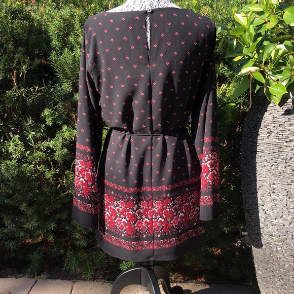 🍒3/30$.Forever 21 Black Multi Pleated Floral Print Dress - Picture 3 of 7